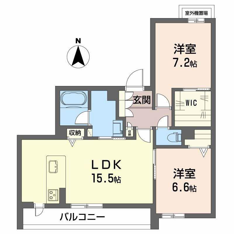 シャーメゾンアイメール(2LDK/4階)の間取り写真