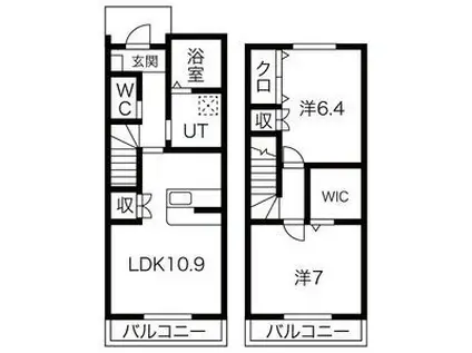 グランドゥールI(2LDK/1階)の間取り写真