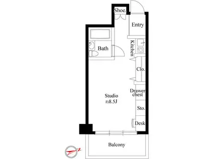 クレセントコート川崎(ワンルーム/3階)の間取り写真