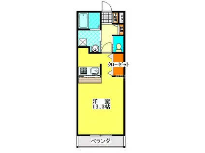 ピュール(ワンルーム/3階)の間取り写真