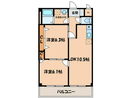 アマーブレSUEHIRO(2LDK/2階)の間取り写真