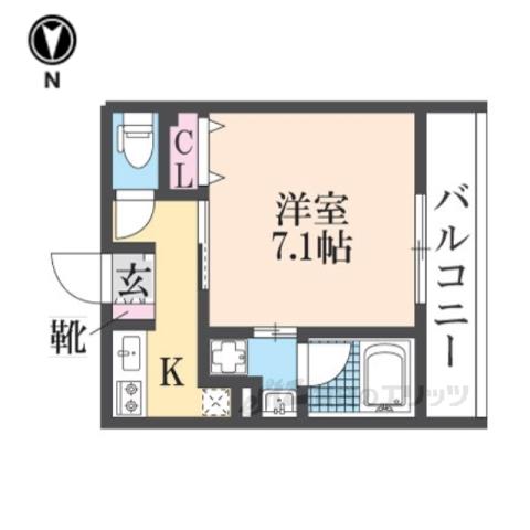 ステディ八戸ノ里(1K/3階)の間取り写真
