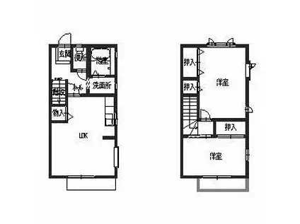 パークヒル旭ヶ丘(2LDK/1階)の間取り写真