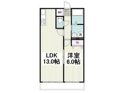 モンテブラン湘南(1LDK/2階)の間取り写真