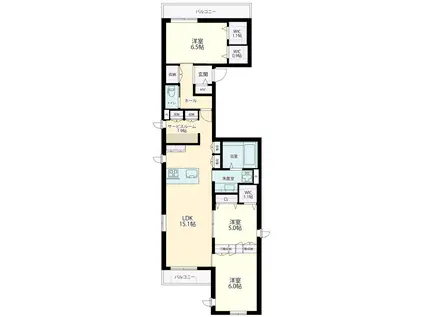 本町2丁目メゾン南棟(3SLDK/2階)の間取り写真