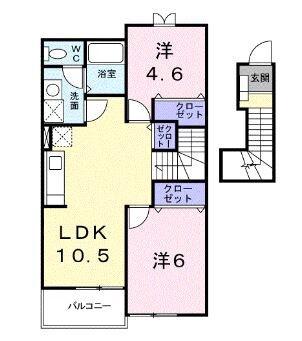 ラフィーネAYAA棟(2LDK/2階)の間取り写真