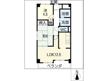 サンハイツM(2LDK/4階)の間取り写真
