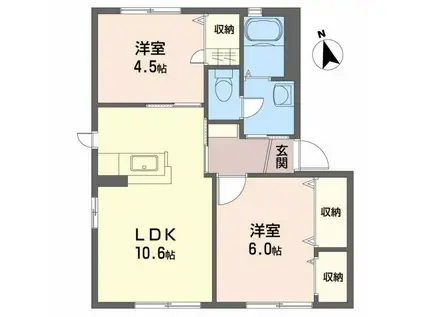 メゾン竹島II(2LDK/1階)の間取り写真