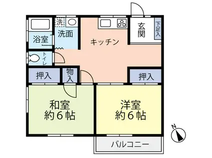 コーポラスシャルマン(2DK/1階)の間取り写真
