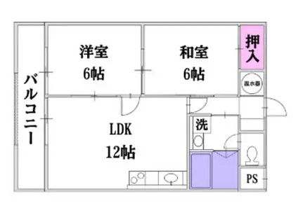 広町弥生VIPマンション(2LDK/2階)の間取り写真