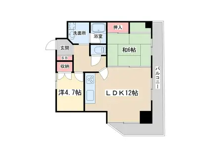 梅田プレミアムコート(2LDK/6階)の間取り写真