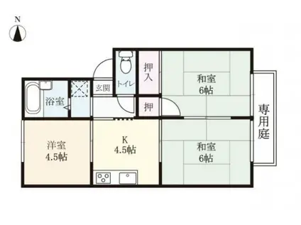 プレジール蘭(3K/1階)の間取り写真