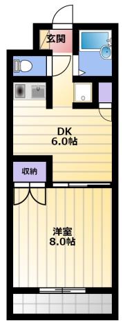 プレジデントヴィラB(1DK/1階)の間取り写真