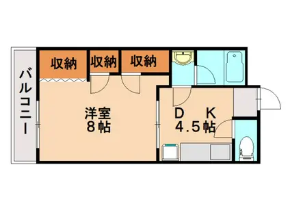 ヴィラ春日原(1DK/3階)の間取り写真