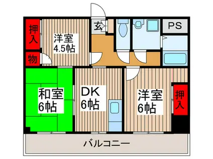 アイセイマンション(3DK/4階)の間取り写真