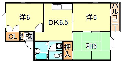 ソアール 西明石(3DK/2階)の間取り写真