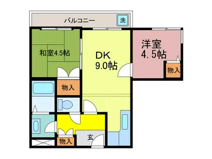 生出マンション(2DK/3階)の間取り写真