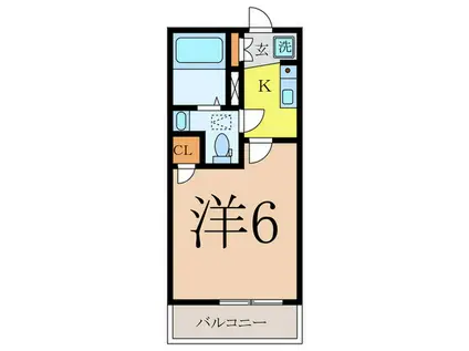 ベリエひばりヶ丘 弐番館(1K/1階)の間取り写真