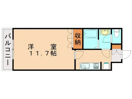 ソレイユI(1K/2階)の間取り写真