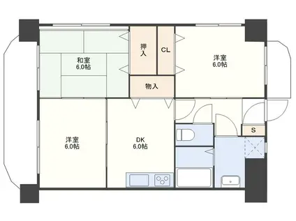 グランテージ鍛冶屋町(3DK/10階)の間取り写真