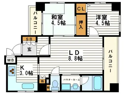 ロータリー上町(2LDK/2階)の間取り写真