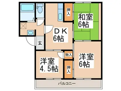 ファミリーヒルズIII(3DK/2階)の間取り写真