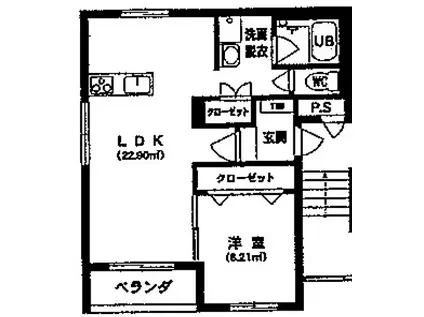 グランプラス南星B(1LDK/2階)の間取り写真