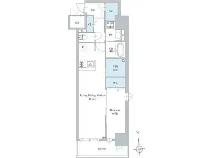 ロイジェント日吉(1SLDK/4階)の間取り写真