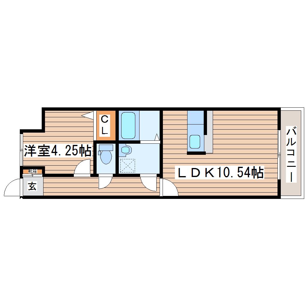 ポラリス北山(1LDK/5階)の間取り写真