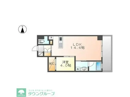 栄タワーヒルズ(1LDK/16階)の間取り写真