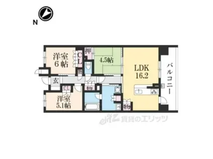 セントフローレンスパレス京都太秦天神川(3LDK/1階)の間取り写真