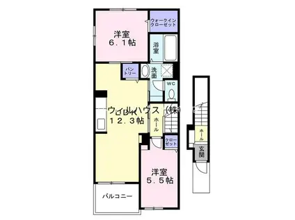 プロムナードⅡ(2LDK/2階)の間取り写真