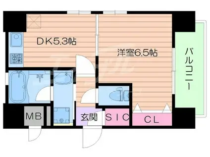 エステムコート大阪新町(1DK/12階)の間取り写真