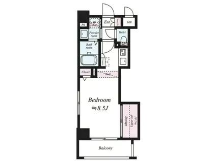 ラフォーレ天神南(ワンルーム/7階)の間取り写真
