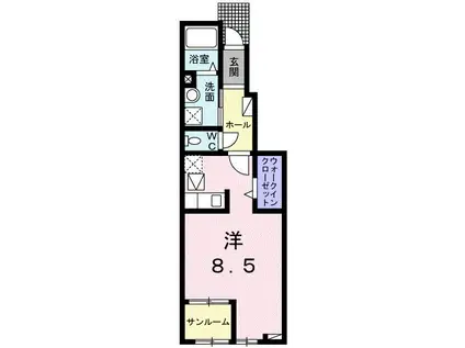 パラッツォ ヴィヴィ(1K/1階)の間取り写真