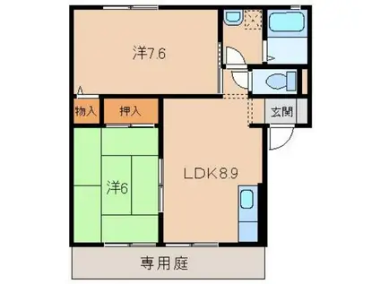 サンセールK(2LDK/1階)の間取り写真