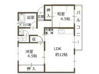 新金岡第314棟 (2LDK/5階)の間取り写真