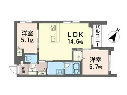 セルディーナ アイ(2LDK/3階)の間取り写真