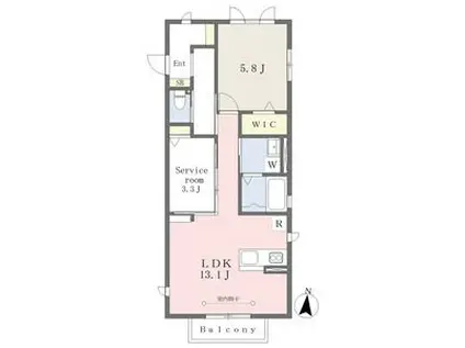 クレドII(1SLDK/1階)の間取り写真