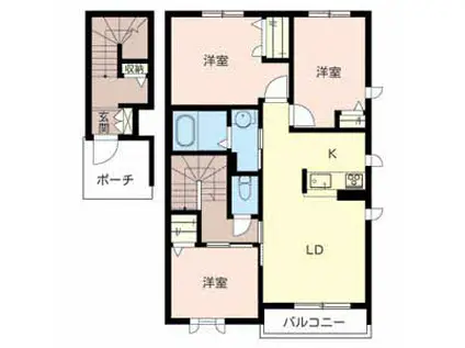 モンパール北花田II(3LDK/2階)の間取り写真