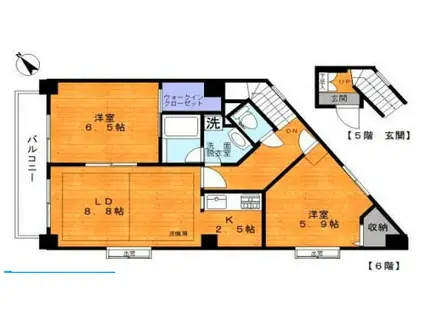 メゾン・エルーセラ(2LDK/5階)の間取り写真