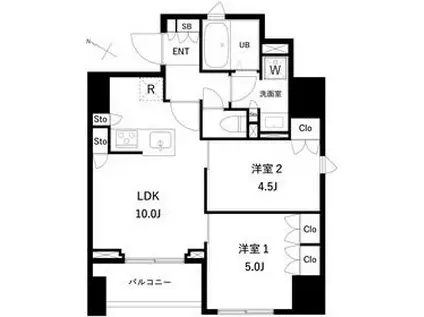タスキプライムテラス本蓮沼(2LDK/2階)の間取り写真