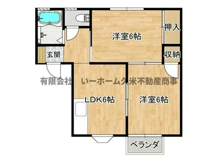 リバーコートC(2DK/2階)の間取り写真