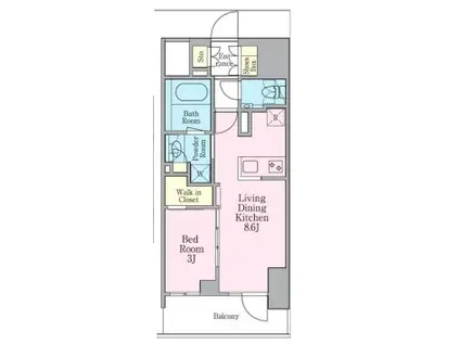 GRAND LIVIO芝大門(1LDK/8階)の間取り写真