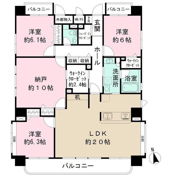 大幸マンション(3LDK/3階)の間取り写真