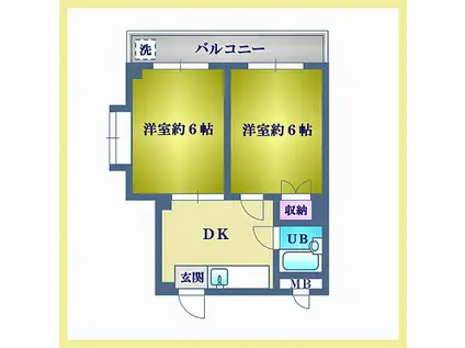 プレミール浜町(2DK/2階)の間取り写真