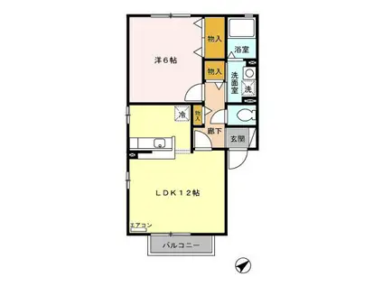 アティールソフィアB棟(1LDK/2階)の間取り写真