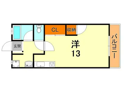 ナショナルハイツ(ワンルーム/2階)の間取り写真