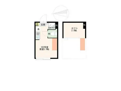 ヴィラ・エスポワール祖師ヶ谷大蔵(ワンルーム/1階)の間取り写真