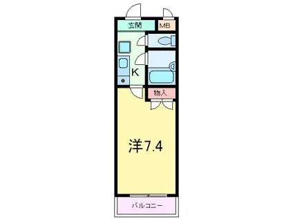 オプティー岡本山手(1K/1階)の間取り写真